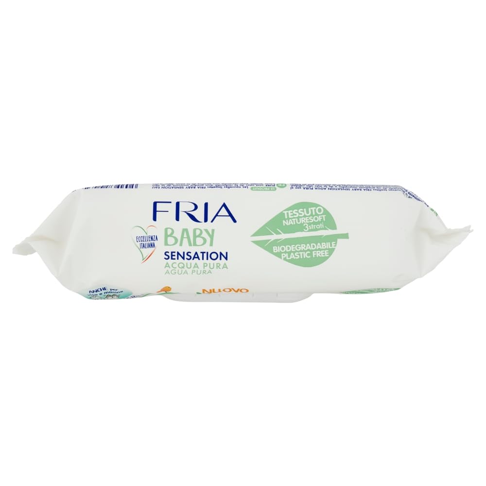 Fria Baby Sensation Acqua Pura Salviette per Cambio Pannolino, 98% Acqua Purificata, 70 Salviette