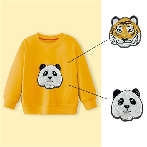 Pullover Sweatshirt for Kids Boys And Girls Pullover Spring And Autumn Color Sequins Big Children (Yellow, 4-5 Years)3