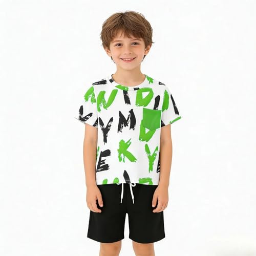 Image of Size 6-12 Years Boys Summer Fall Outfits Set 2PCS Short Sleeve T-Shirt & Shorts Sets Teen Fashion Clothing Sets