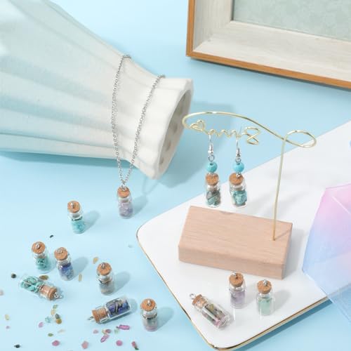 SUNNYCLUE 1 BOX 30Pcs Mini Glass Bottle Charms Necklace Wish Bottle Charm Tiny Jar Small Gemstones Drifting Cork Stoppers Decoration for jewellery Making Earring Keychain Xmas Gift - Image 4