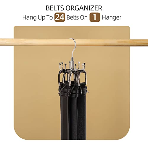 ZEDODIER Belt Hanger, Rotatable Belt Rack Closet Accessories Organizer, Maximum 24 Storage Capacity, Hanging Holder Storage Hook for Belt, Bra, Tank Top, Tie, Scarf, Purse, Silver - Image 4