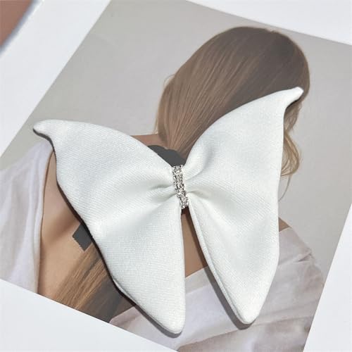 Image of Dainty Fabric Butterfly Brooch Pin for Women Girls Fashion Rhinestone Crystal Large Bowknot Brooches Lapel Corsage Boutonniere Pins Wedding Birthday Holiday Dress Accessories Jewelry Gift