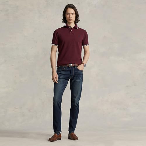 Image of POLO RALPH LAUREN Men's New Classic Fit Polo Shirt (US, Alpha, X-Large, Regular, Regular, Burgundy (Tipped Collar))