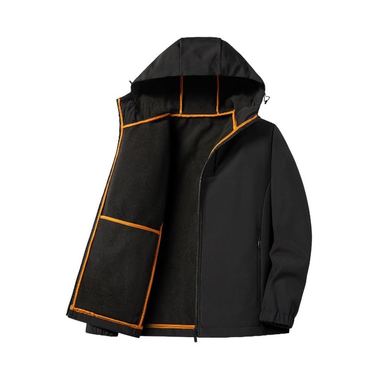 Men's Hooded Softshell Jacket Lightweight Windbreaker Warm Fleece Lined Water Resistant Winter Outdoor Hiking Coat