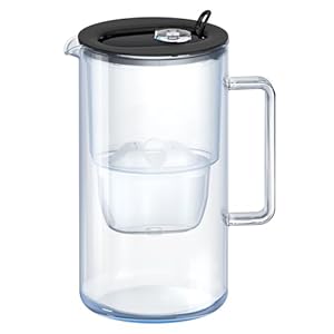 AQUAPHOR Glass – Wasserfilter Kanne aus robustem Glas, 2, 5 l, inkl. 1× MAXFOR+ Filterkartusche, Schwarz