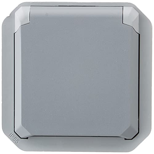LEGRAND - Prise Etanche IP55 avec Terre Plexo - Prise 2P+T 16A avec Volet - À Compléter avec une Plaque de Finition ou un Boîtier Plexo - Fabriqué En...