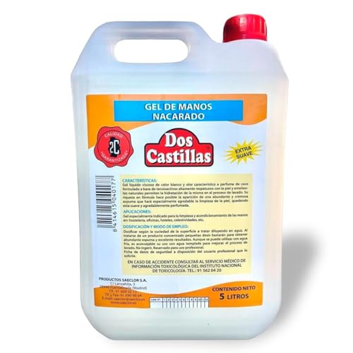 Jabón de Manos 5 Litros uso Diario · Gel para todo tipo de Dispensadores ·Jabón Líquido Hidratante de Manos Nacarado · Especial para Uso Domestico Hogar Casa Industrial