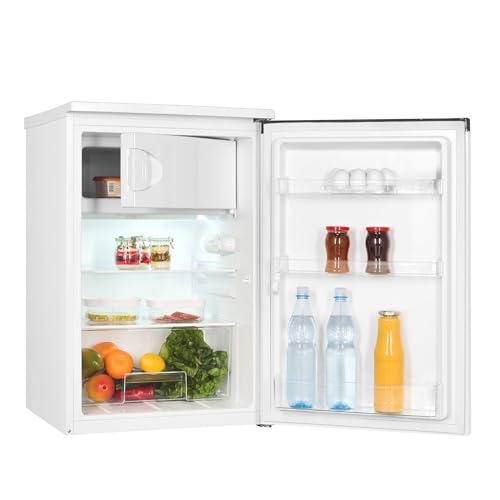 Exquisit® Frigorífico Table Top con congelador, 107Litros, Clase C, Tecnologia de frío Dynamic, Libre instalación, Puerta reversible, Consumo 87 kWh/Año, Medidas 84,5 x 54,9 x 55,7 Cm.