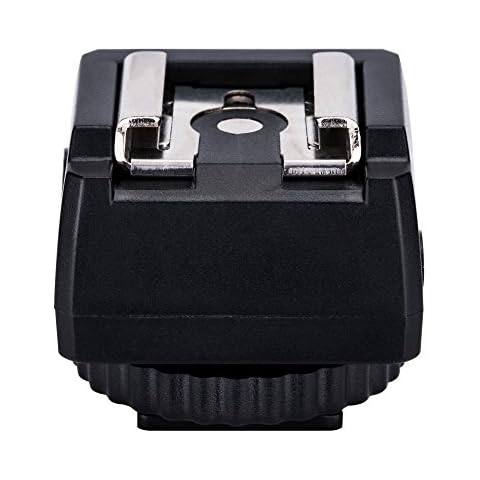 JJC Standard Hot Shoe Adapter with Extra PC sync Connection Port & 3.5mm Mini Phone Connection Port for Connecting Cameras to Additional Off-Camera Flash,Studio Light,Strobes or Other Accessories Cover