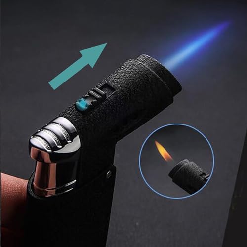 Encendedor de metal a prueba de viento, llama azul ajustable miniatura 2