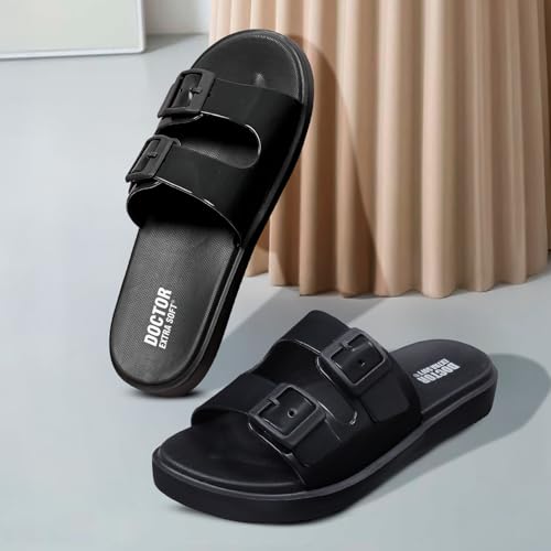 Image of DOCTOR EXTRA SOFT Women's Classic Cushion Sliders /Slippers with Adjustable Buckle Strap for Adult | Comfortable & LightWeight| Stylish & Anti-Skid|Waterproof & Everyday Flip Flops Ladies /Girls New-523