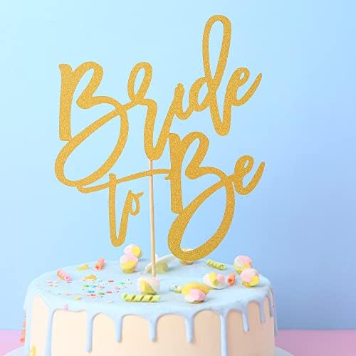 Bride to Be Cake Topper - Gold Glitter Bridal Shower Cake Decoration/Birdal Wedding Cake Decoration Supplies/Gold Engagement Cake Topper (gold010)