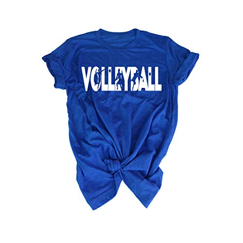 Running On The Wall Volleyball Tee Shirt - Volleyball Player Teen Girls t-Shirt Gift (Blue, Small)