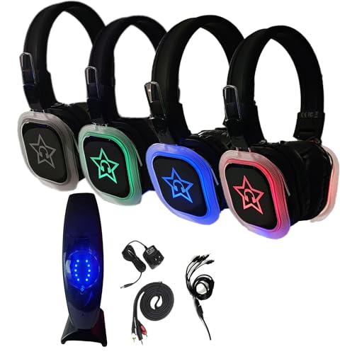 SINGSTAR Silent Disco Starter Kit, Wireless Multimedia Headphones with Transmitter, Rechargeable, HD Sound, 50m Range, Operate Unlimited Headphones at any Time, Outdoor/Movie/Gym/Cinema/Theatre