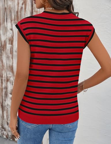 Image of AKEWEI Sweater Vest Women Sleeveless Knitted V Neck Cap Sleeve Pullover Tank Tops 2025 Summer Fall Fashion Causal Trendy