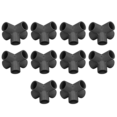 10 Pcs PVC Pipe Fitting 20mm, 5 Way Right Angle 3 Dimensional 20mm, Furniture Wall Elbows Elbow Connector for White Tor (Black)