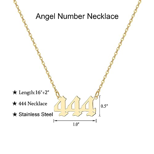 Angel Number Necklace For Women, 18K Gold Plated 000 111 222 333 444 555 666 777 888 999 Necklace Numerology Jewelry 5