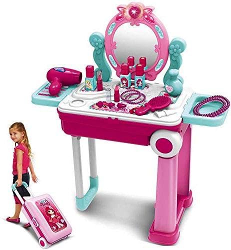 Plutofit Beauty Makeup Kit for Girls Cosmetic Set 2 in 1 Vanity Table Portable Trolley Pretend Play Set Toy with Make up Accessories for Kids (B0CNLQFGV6) Amazon Price History, Amazon Price Tracker