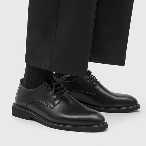 Mens Black Leather Dress Shoes Classic Pointed Toe Lace Up Derby Oxfords - Comfortable Nonslip for Formal Business4
