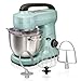 Hamilton Beach Electric Stand Mixer, 4 Quarts, Dough Hook, Flat Beater Attachments, Splash Guard, 7 Speeds with Whisk, Easy-Carry Top Handle, Aqua