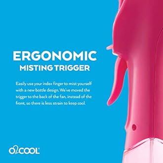 O2COOL 2 Pack Elite Battery Powered Handheld Water Misting Fans (Raspberry)