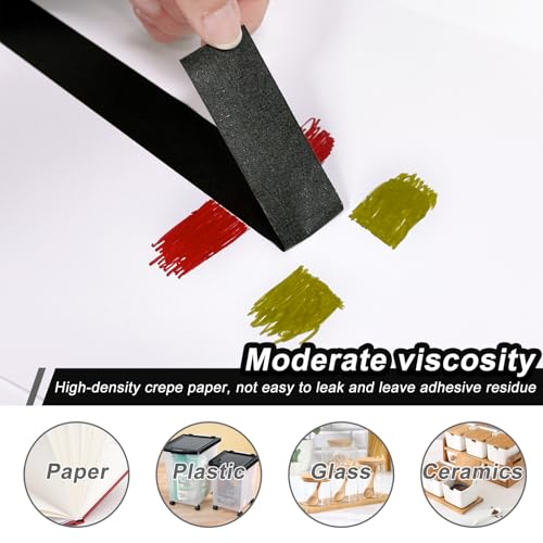 Image of Black Masking Tape, 1 Inch x 55 Yards x 3 Roll, Black Painters Tape | General Purpose Painting Adhesive Tape for Arts DIY Crafts Labeling