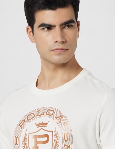 Image of U.S. POLO ASSN. Denim Co. Mens White Half Sleeve Cotton Fitted T-Shirt