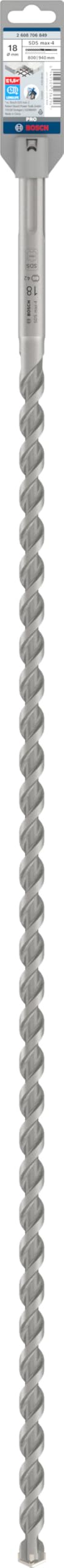 Bosch 1x Foret PRO SDS max-4 (pour Béton armé, Bloc de construction en béton, Ø 18,00 mm, Professional Accessoire Marteau burineur)