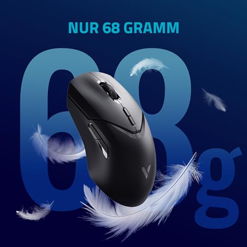 VT9PRO Mouse da gioco wireless 2,4 GHz ad alte prestazioni con sensore ottico da 26000 DPI, accelerazione 50 G, 650 IPS, durata della batteria fino a 160 ore, PC/Mac - Nero - Mouse gaming - Immagine 4