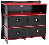Legaré Kids Furniture Race Car Series Collection, No Tools Assembly 4-Drawer Dresser, Red and Black