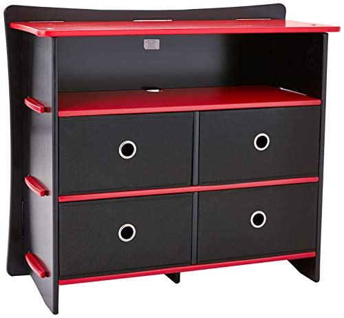 Legaré Furniture Children's Sturdy 4-Drawer Dresser, Storage Organizer for Kid Bedroom, Black and Red