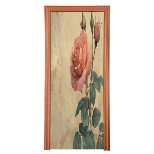 FLildon Valentines Retro Rose Door Cover Decoration, Party Accessory Porch Decor for Festive Ornament Room Door Covers 36 x 98 Inch