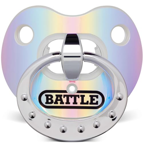 Battle Sports Binky Oxygen Football Mouthguard - Detachable Strap, Maximum Breathability, Works with Braces & No Boiling Required - Iridescent Blue/Purple（Amazon）