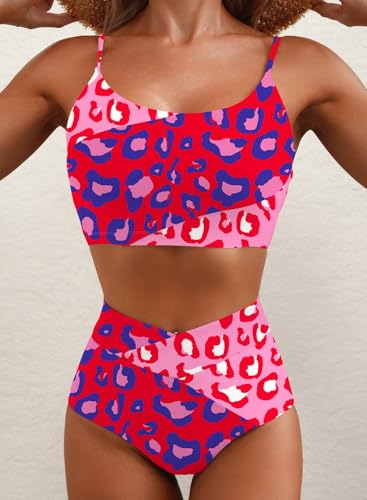 Image of Herseas Women 2 Piece High Waisted Bikini Sets Color Block Popular Swimsuit 2026 Summer Beach Best Bathing Suits