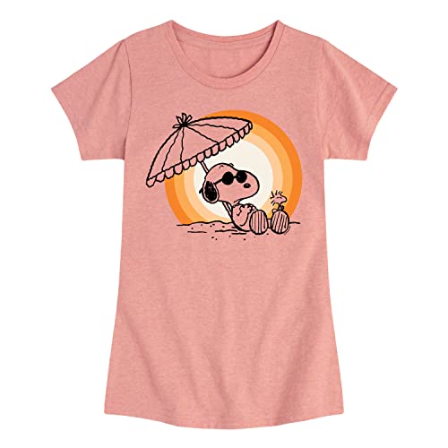 HYBRID APPAREL - Peanuts - Summer Edition - Snoopy & Woodstock Relaxing - Toddler & Youth Girls Short Sleeve Graphic T-Shirt