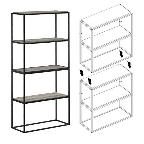 Image of Furinno Moretti Modern Wide Stackable Metal Shelf, French Oak Grey