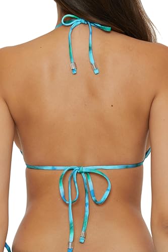 BECCA Women's Standard Color Code Triangle Bikini Top, Adjustable, Tie Back, Swimwear Separates, Pool Lagoon3