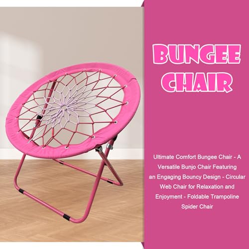 Bungee Chair Portable Foldable, Dish Chair Bunjo Game Chair for Outdoor and Indoor and Camping and BBQ (Pink)