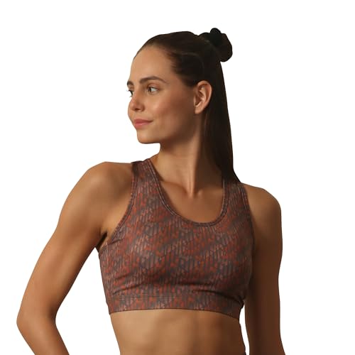 Image of SOIE Women's Medium Impact Quick Dry Padded Racerback Printed Athleisure Sports Bra