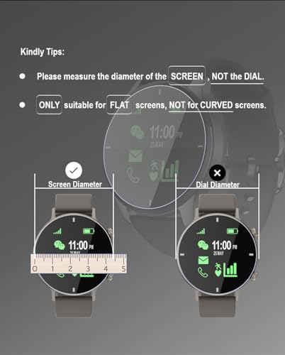 MTHGH 47mm(1.85inch) Diameter Screen Protector,(4 Pack) 9H Hardness Tempered Glass Screen Protector for Universal Round Watch with Anti-Scratch,Anti-Explosion,Bubble-Free,High-Definition