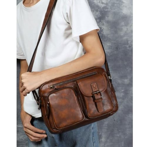 Genuine Leather Shoulder Bags Mens Messenger Bags Casual Daypacks Travel Bags Briefcases Luggage Crossbody Bags(Black)3