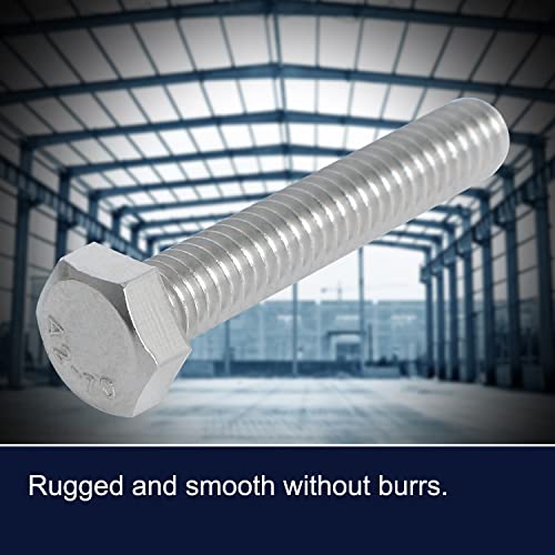 Image of Left Hand M8 x 40mm Hex Head Bolts Screws 304 Stainless Steel, A2-70 Fasteners Fully Machine Reverse Threaded SUS304 2 Pcs