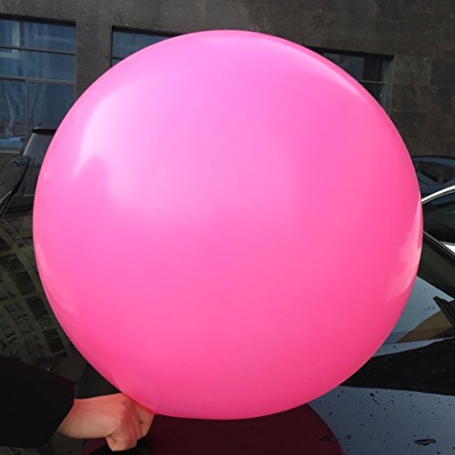 5pcs Large Hot Pink Fuchsia Balloons 36 inch Round Big Pink Balloons Latex Helium Giant Balloons for Wedding Birthday Baby Shower Decorations