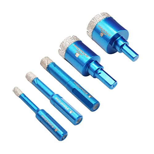 Diamant Trockenbohrer Fliesenbohrer 6/8/10/25/35mm - BRSCHNITT 5 Stück Diamant Bohrkrone - Lochsäge für Keramik, Granit, Porzellan, Fliesen, Feinsteinzeug, Mauerwerk, Marmor.