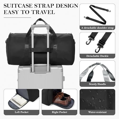 Image of Convertible Garment Bags for Travel Carry On Garment Bag For Men Women Foldable Duffle Bag For Travel,2 in 1 Hanging Suitcase Suit Travel Bags (Black)