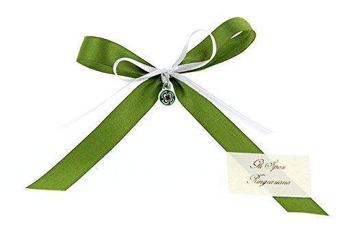 Marque-places en satin vert et verre de Murrina, souvenir pour invité