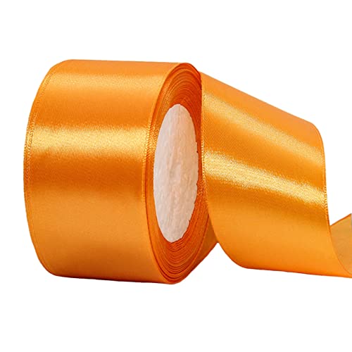 Thick Orange Satin Ribbon, 22M, 50mm Wide, Double Sided for Gift Wrapping Crafting, Cake Decoration, Hair Bows, Bouquets