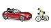 Bruder Toys - Recreational Realistic Roadster Car with Bicycle Rack and Road Bike with Female Cyclist Figure - Car Roof is Removable - Ages 4+