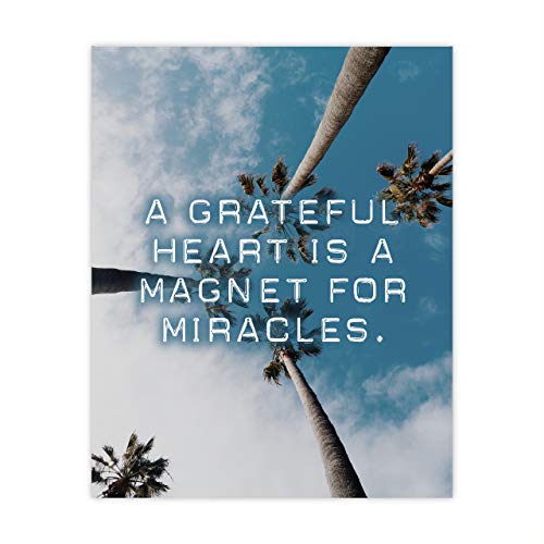 A Grateful Heart Is A Magnet For Miracles Inspirational Quotes Wall Art 8 X 10 Typographic Photo Print W Palm Trees Ready To Frame Positive Home Office Christian Classroom Decor Great Reminder Shefinds A Grateful Heart Is A Magnet For Miracles Inspirational Quotes Wall Art 8 X 10 Typographic Photo Print W Palm Trees Ready To Frame Positive Home Office Christian Classroom Decor Great Reminder Shefinds