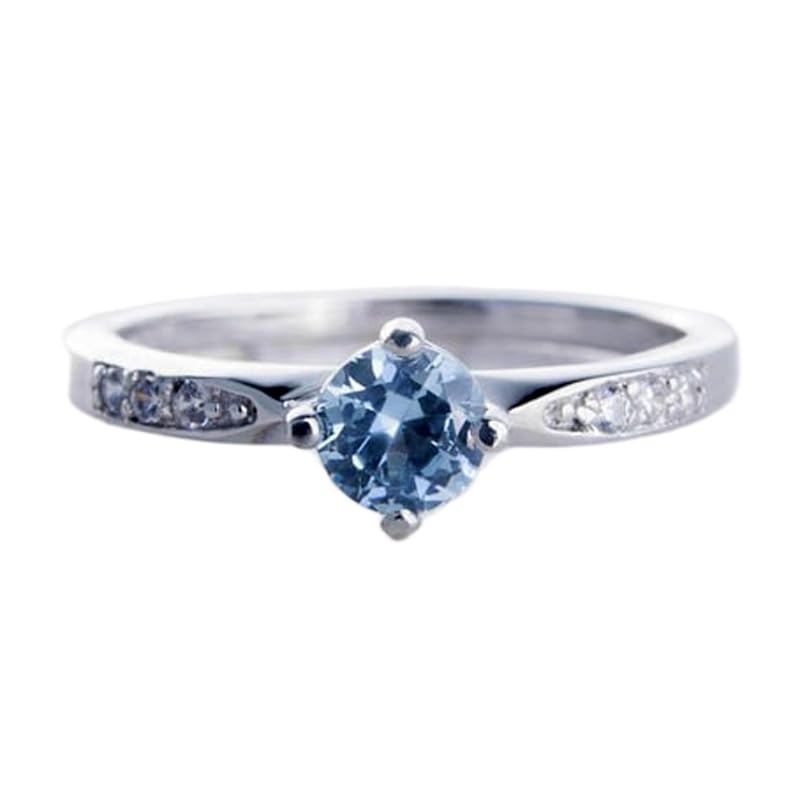 Bague aigue-marine naturelle argent 925 anti-ternissement sertie de pierres CZ durables